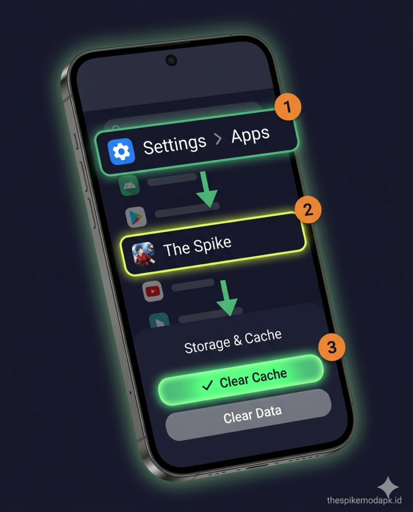 How to Fix The Spike APK Not Working (2026 Complete Guide) 1 How to clear cache for The Spike APK on Android — Settings > Apps > The Spike > Storage > Clear Cache