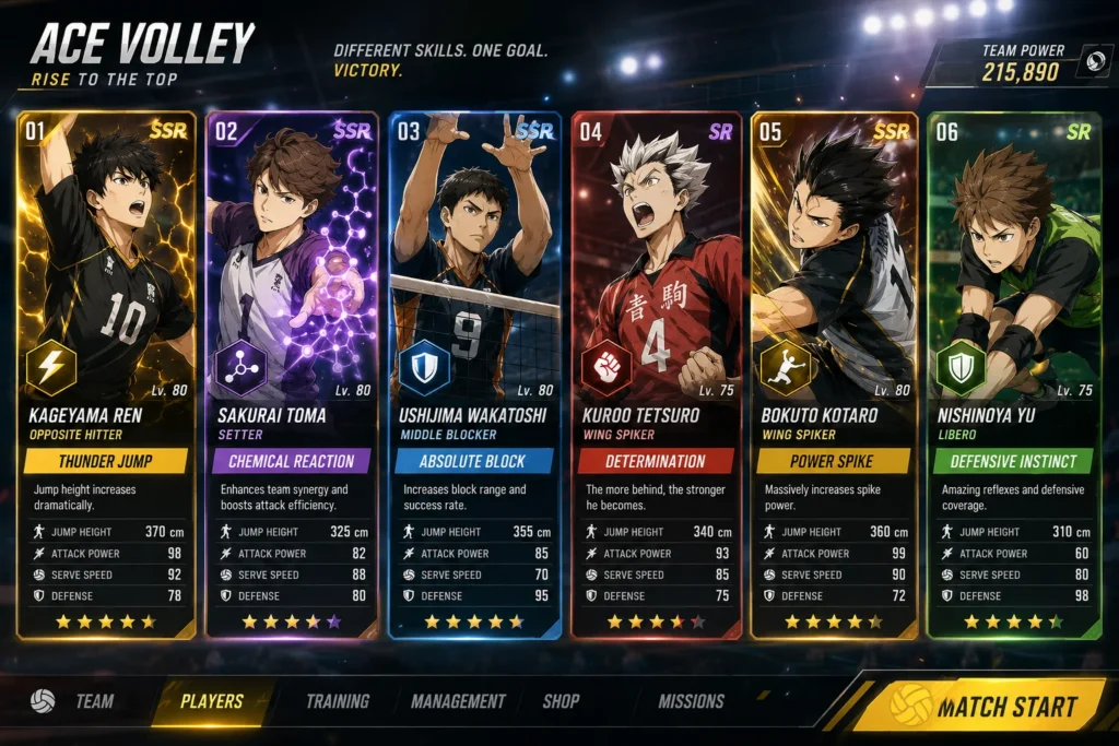 The Spike Mod APK – Unlock All Characters, Unlimited Money & Max Level (2025) 2 Spike character abilities guide with S tier characters and volleyball player skills