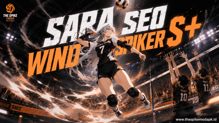 Sara Seo Wind Spiker S+ Guide Best Stats, Skills, and Team Comp 5 Sara Seo Wind Spiker S Plus performing an aerial spike with Typhoon wind energy in The Spike Cross.
