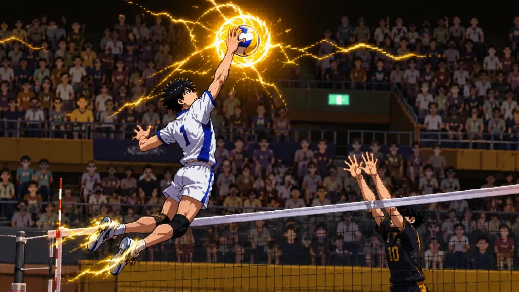 The Spike Best Attackers 2026 Tier List, Stats, and How to Unlock Them 1 Nishikawa performing his Thunder Spike ability at the net in The Spike Volleyball Story